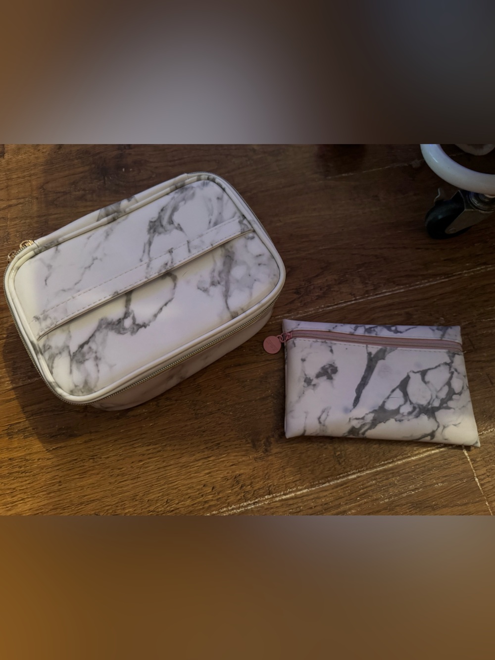 Marble Print Cosmetic Bag Set